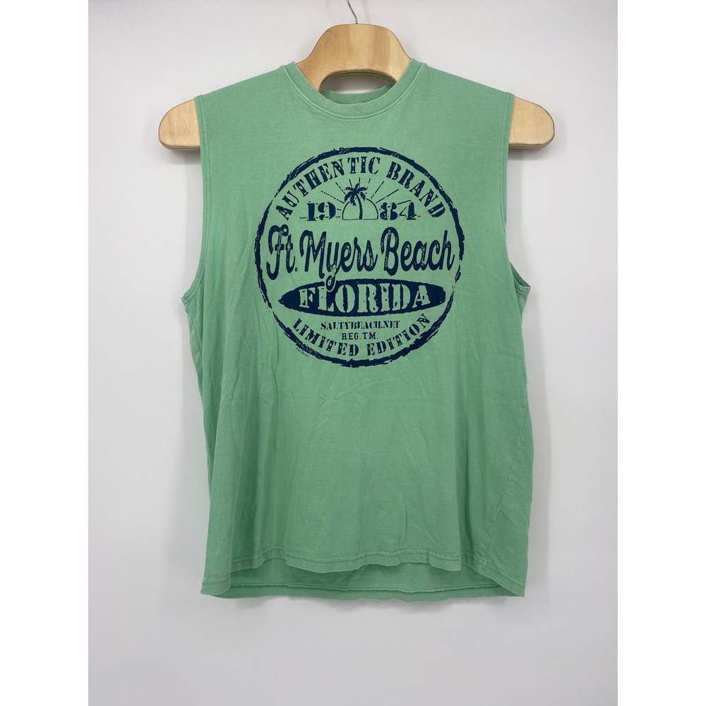 U.S. Apparel Muscle Tee XL Green Ft. Myers Beach Florida Graphic Excellent